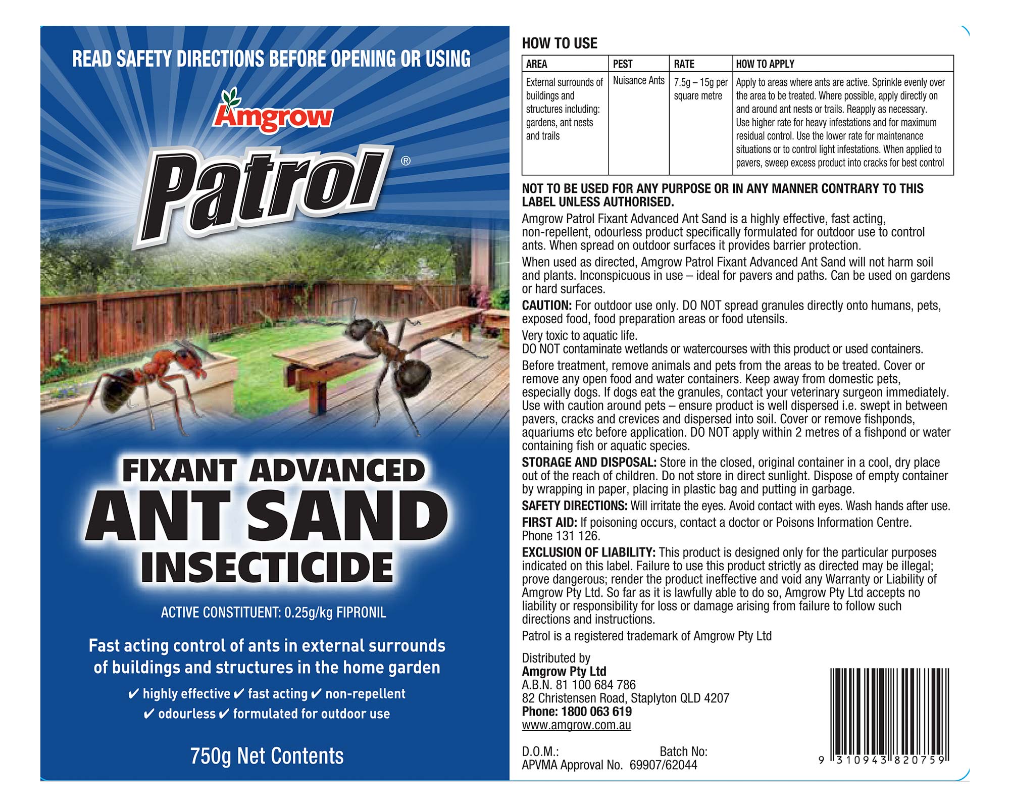 Label - Patrol Ant Sand - Amgrow