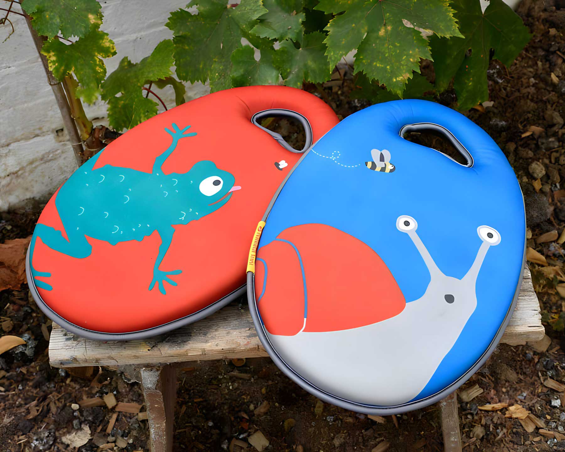 Children's Kneeler Snail and Frog designs - part of the 'Get me Gardening' range by the National Trust