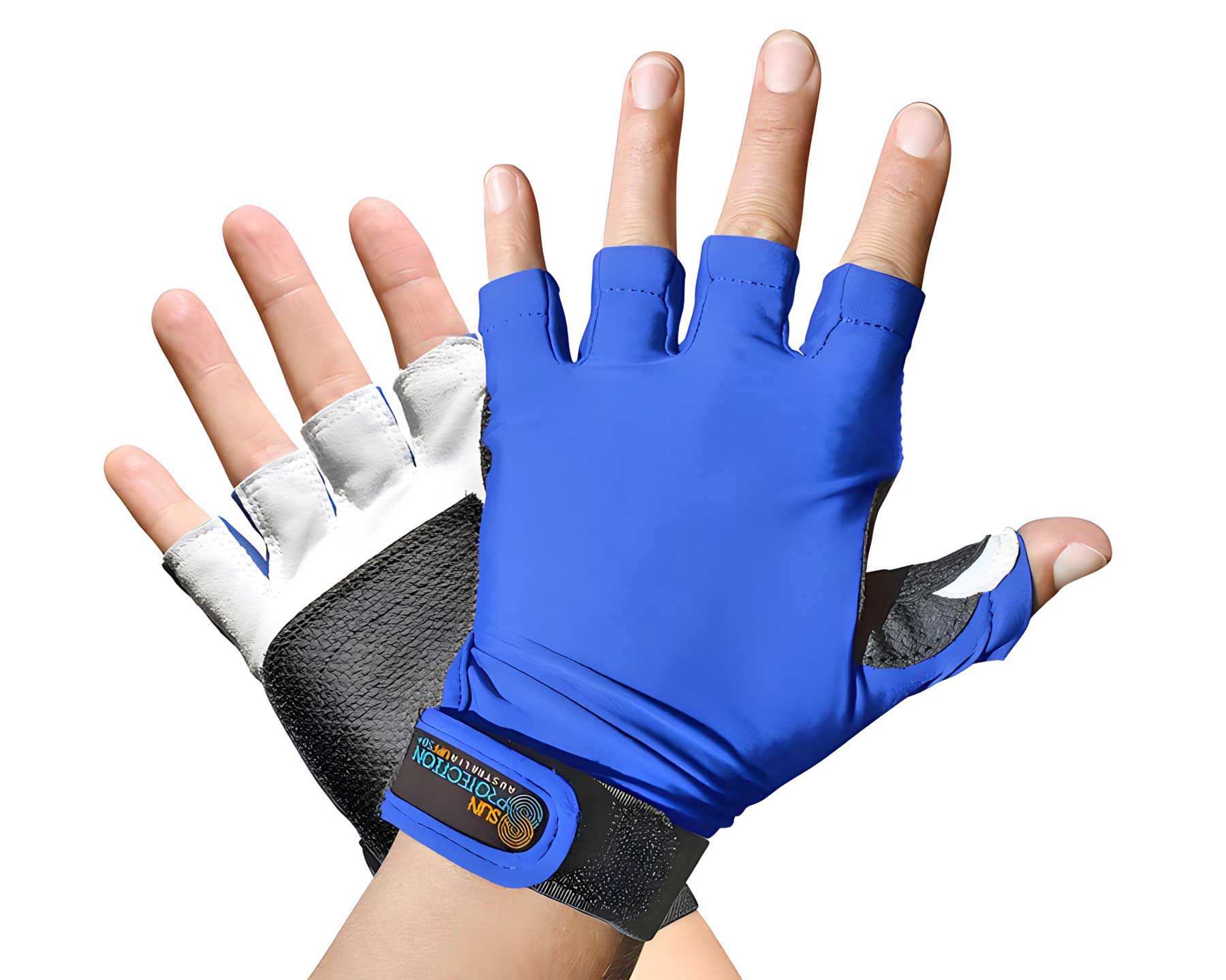 Blue - Sports Glove - Fingerless - Sun Protection Australia
