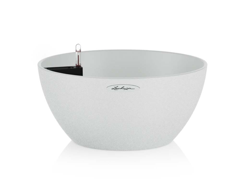 Quartz White - Cubeto Stone 30 - Self-Watering Pot - Lechuza