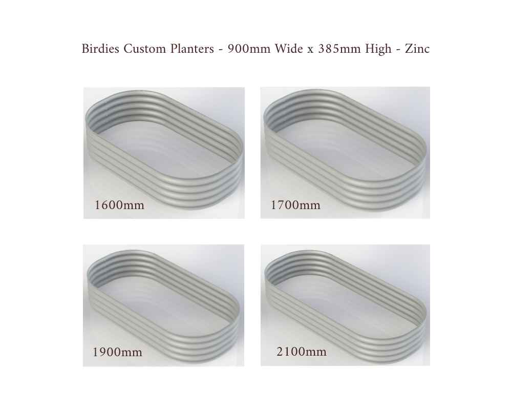 Birdies Custom Planters - 900mm Wide x 385mm High - Lengths: 1600mm, 1700mm, 1900mm, 2100mm - Slate Grey
