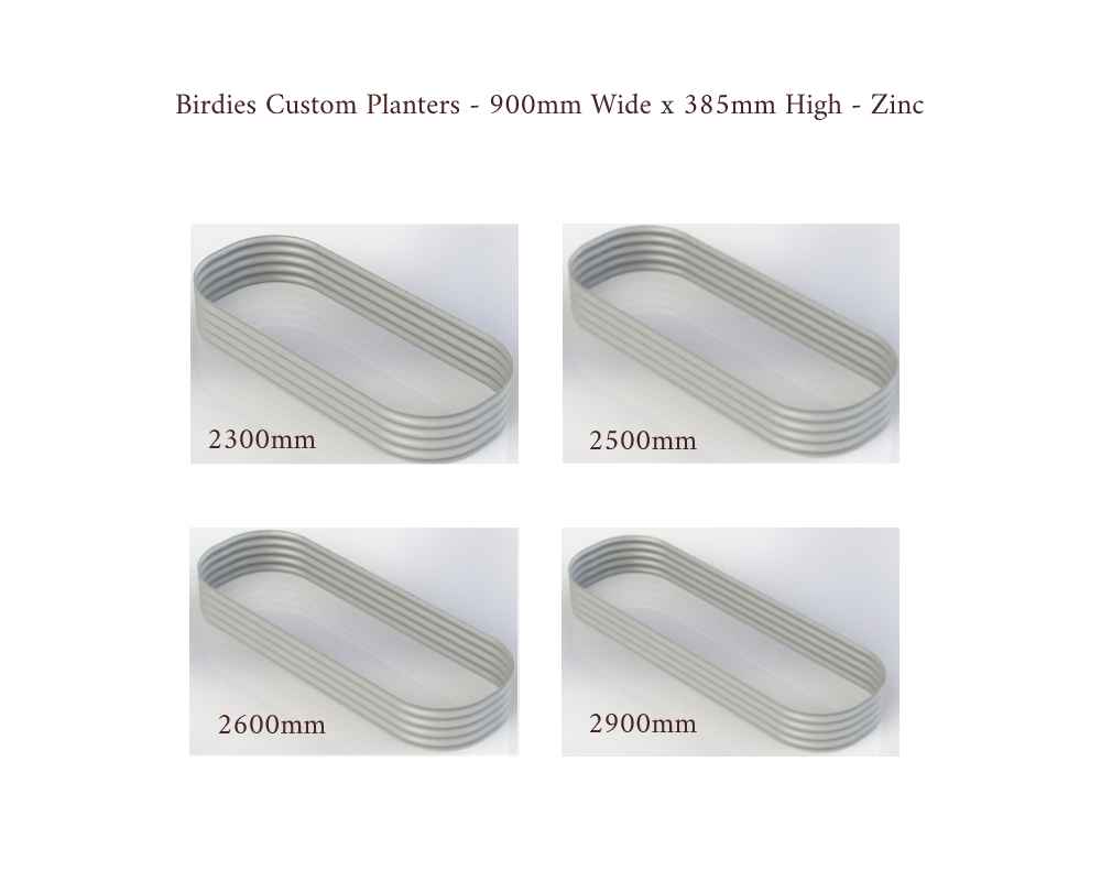 Birdies Custom Planters - 900mm Wide x 385mm High - Lengths: 2300mm, 2500mm, 2600mm, 2900mm - Slate Grey
