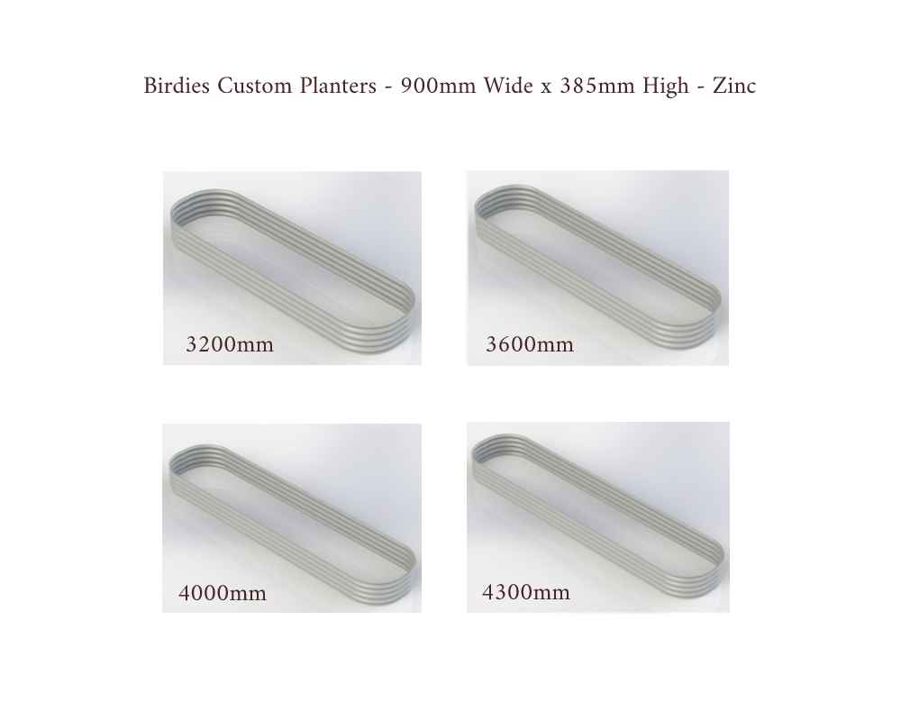 Birdies Custom Planters - 900mm Wide x 385mm High - Lengths: 3200mm, 3600mm, 4000mm, 4300mm - Slate Grey