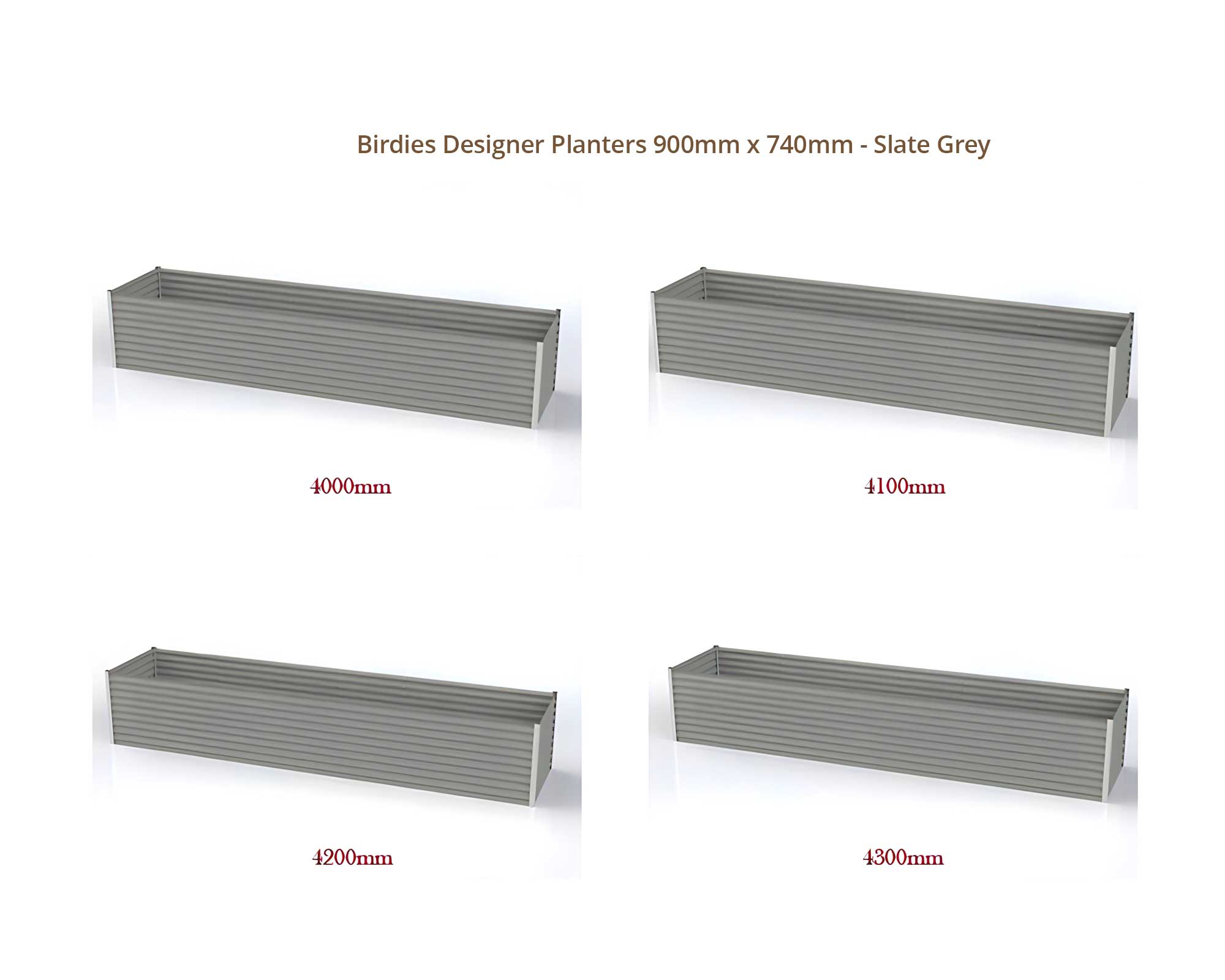 Birdies Designer Planters - 900mm Wide x 740mm High - Slate Grey
