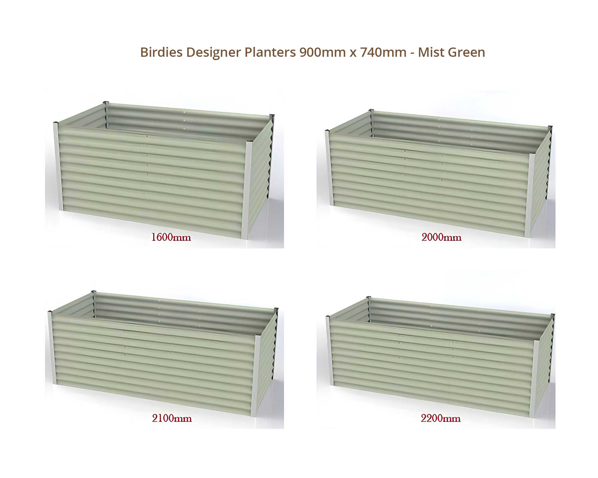 Birdies Designer Planters - 900mm Wide x 740mm High - Mist Green