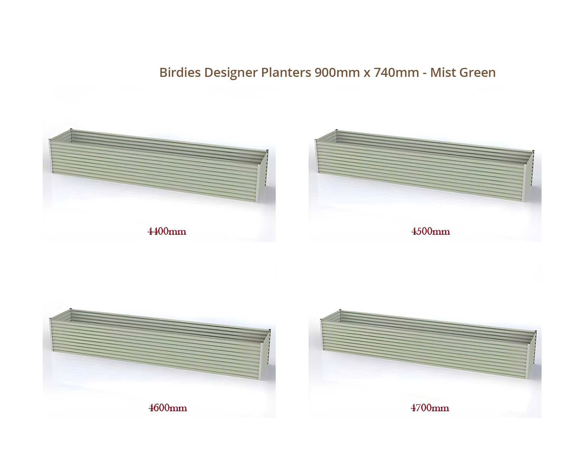 Birdies Designer Planters - 900mm Wide x 740mm High - Mist Green