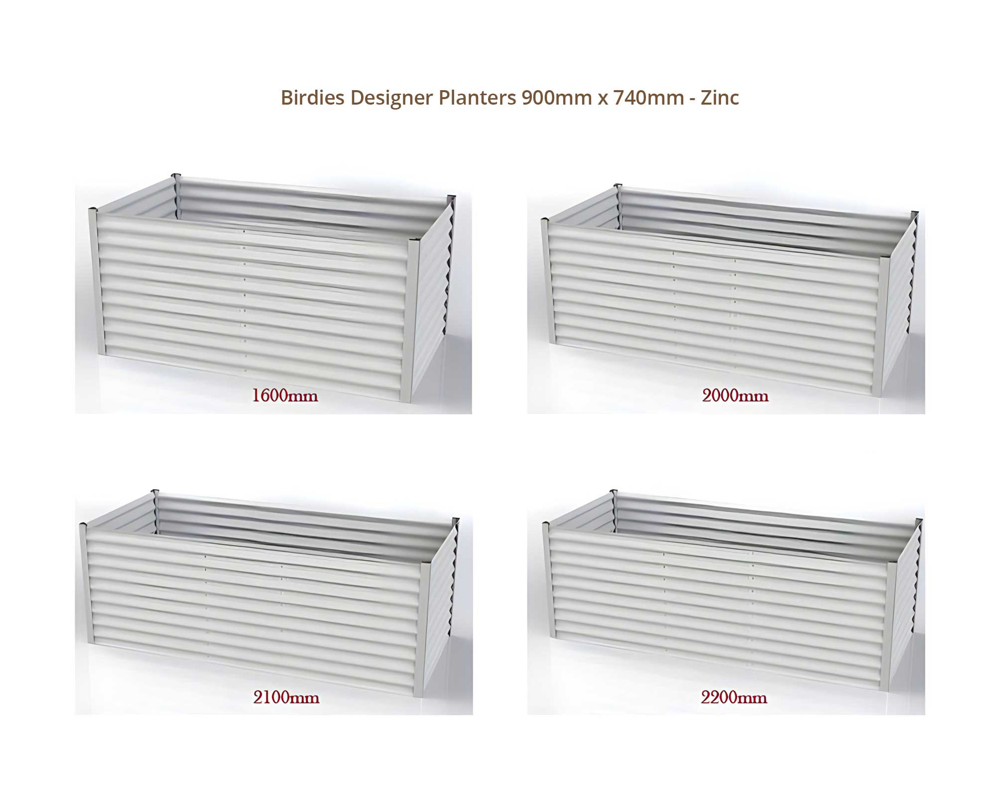 Birdies Designer Planters - 900mm Wide x 740mm High - Zinc