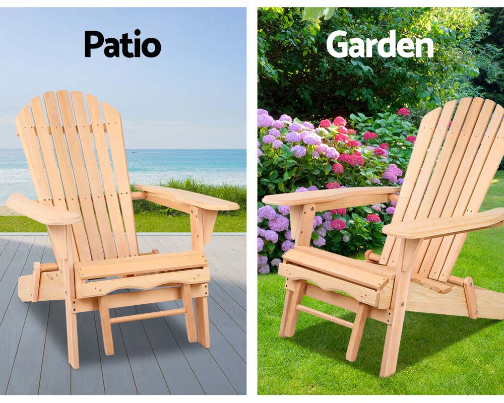 Versatile - Natural Wood Colour - Adirondack Chair and Ottoman
