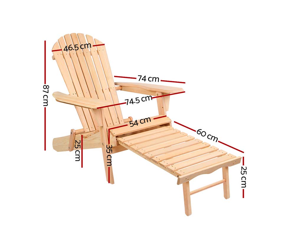 Dimensions - Natural Wood Colour - Adirondack Chair and Ottoman