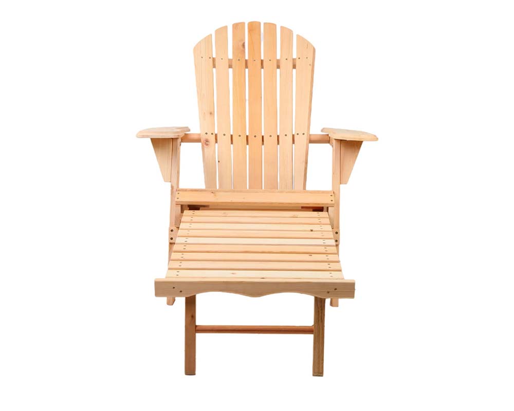 Front View - Natural Wood Colour - Adirondack Chair and Ottoman