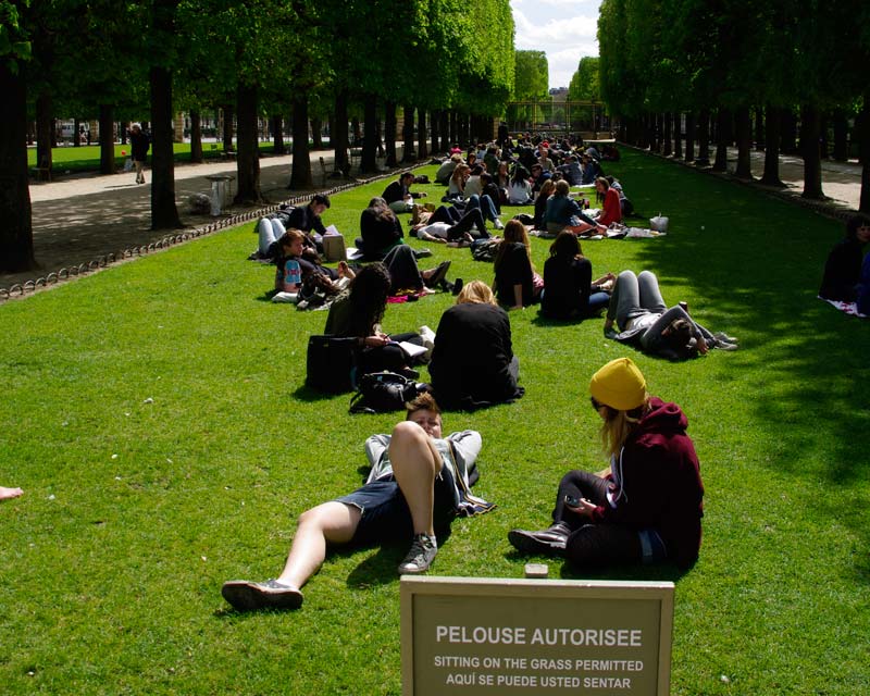 Students from the nearby Sorbonne relaxing in the Jardin de Luxembourg