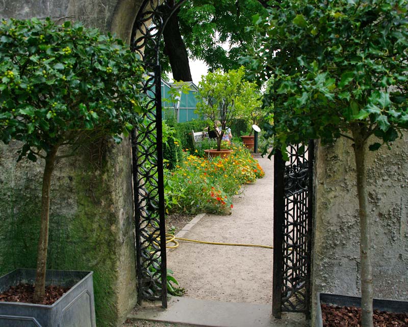Gateway through to the Glasshouses at Oxford Botanic Gardens