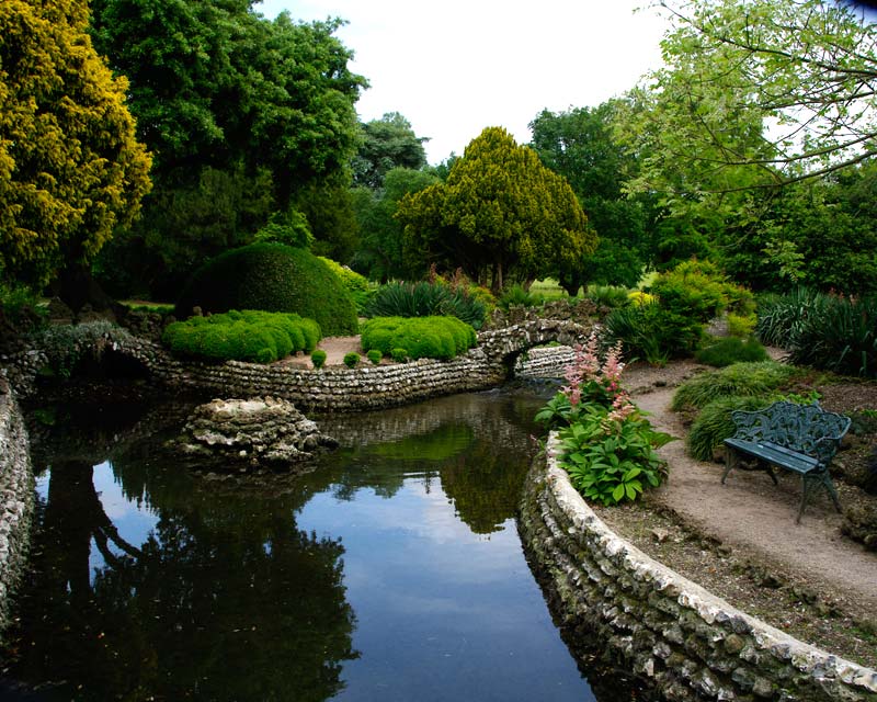 West Dean College - The Spring Garden with Bognor rock and flintwork bridges