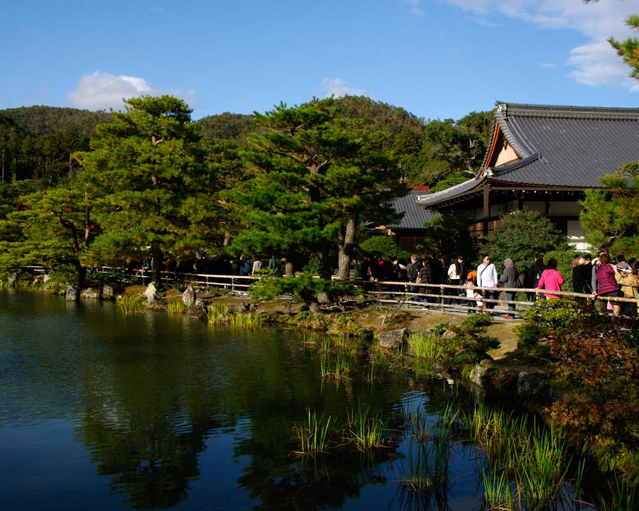 Kinkaku-ji, Golden Pavillion and Garden - Kyoto, Japan path along side of Kyoko-chi pond