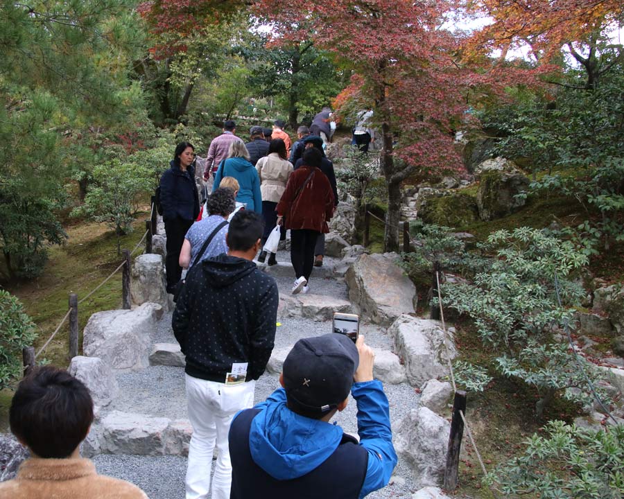 Kinkaku-ji, Golden Pavillion and Garden - stone steps towards the top of the garden