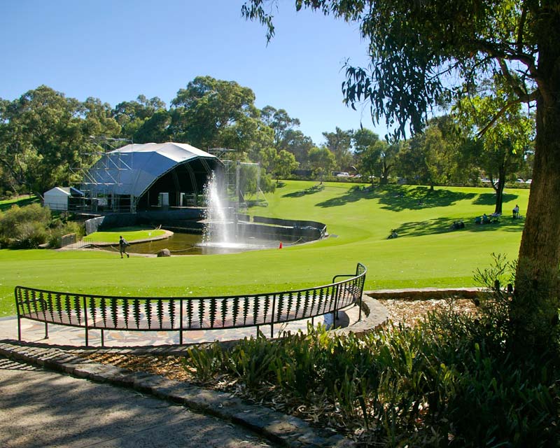 The Central stage and Pioneer Women's Memorial Fountain - Kings Park, Perth.  The stage is erected for events from Oct to March.