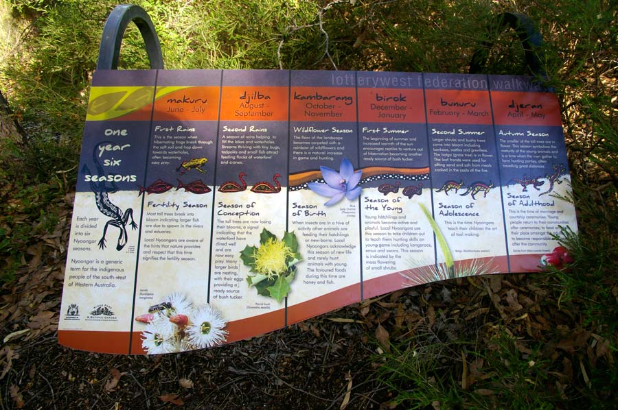 The signage throughout the gardens is excellent and very informative. This sign is part of the Boodja Gnarning Walk - Kings Park, Perth