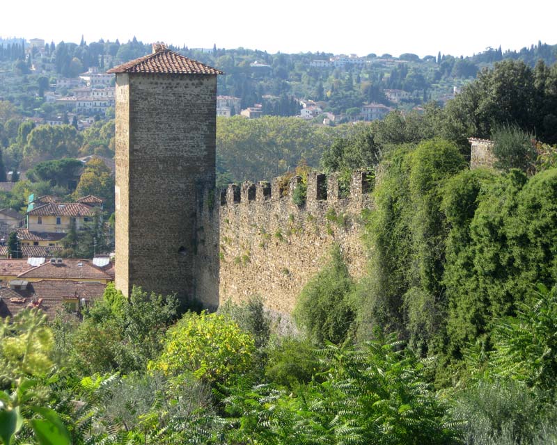View from Boboli Gardens to the old ramparts of the Florence city walls