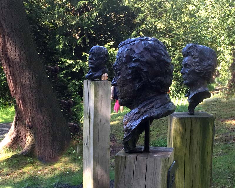Bronze busts by Angela Conner - Chatsworth Gardens
