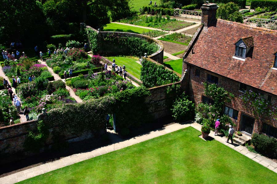 View of Rose Garden from the tower - Sissinghurst Castle and Gardens